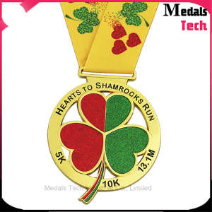 Customized Shamrocks Shape Soft Enamel Running Sports Metal Medals